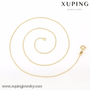 42614- Xuping Simple Design Women Fashion Gold Thin Chain Bead Collares